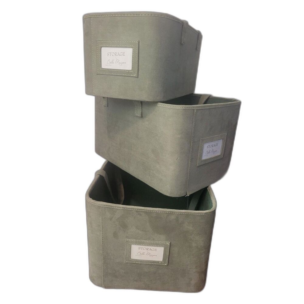 HOLIDAY TOTES - Belle Maison Nesting Storage Bins - Sage Green - NEW with tags